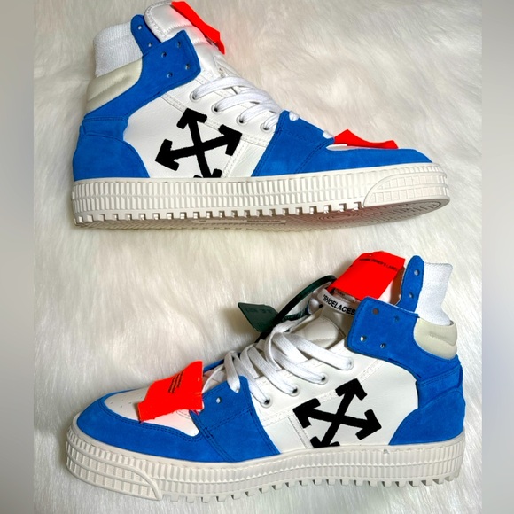 Off-White 3.0 Off Court Supreme Sneakers Blue Suede Leather Shell HighTop Virgil - Picture 5 of 10